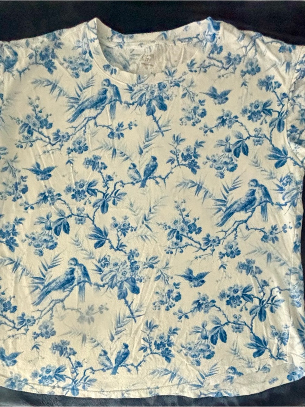 Crown & Ivy White Tee with Blue Floral Print